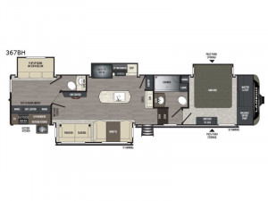 The Keystone Laredo 367BH 5th Wheel features a huge rear bedroom and has 1 & 1/2 baths!