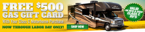 Now through Labor Day get a $500 gas gift card with the purchase of any new or used Class C at Byerly RV in Eureka, MO