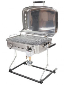 The Stainless Steel Faulkner Grill will work on a low pressure RV LP system. It is available at Byerly RV in St. Louis, MO