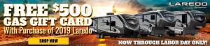 Get a $500 gas gift card with purchase of any 2019 Keystone Laredo at Byerly RV in St. Louis, MO