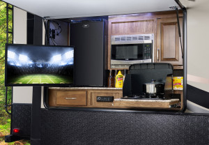 The Keystone Laredo 5th Wheel is packed with features like: solid surface counter tops, frameless windows, 50" residential shower, and Rotaflew Pin Box.