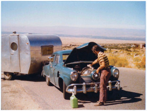 Byerly RV Owner and President Russ Patton gets the Studebaker ready to pull the Byerly trailer on it's last adventure.