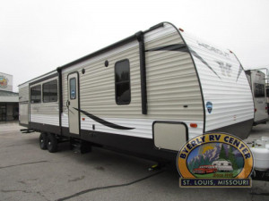 The 338LHS Keystone Hideout is a bunk room trailer with bath and a half. plus a huge living room and queen bedroom. See it at Byerly RV in Eureka, MO