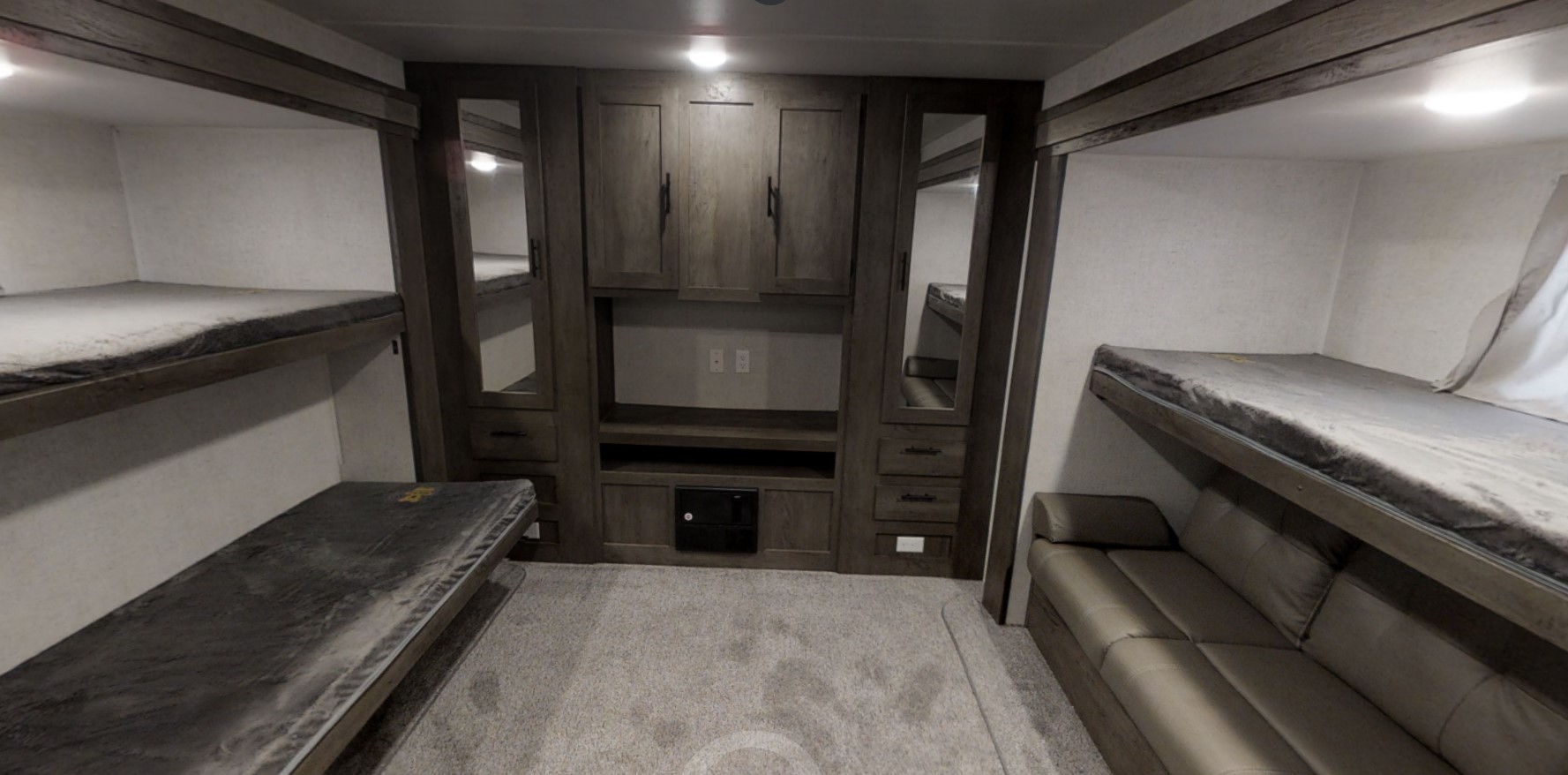 travel trailer with master bedroom slide and bunkhouse