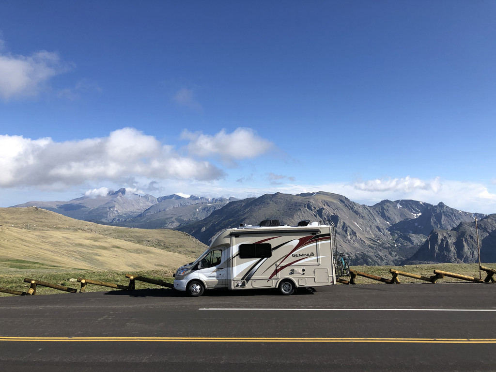 Thor Motor Coach Gemini Motor Home in the Colorado mountains.
